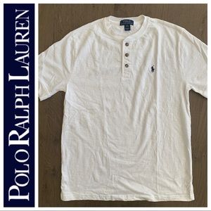 Ralph Lauren POLO white henley short sleeved shirt